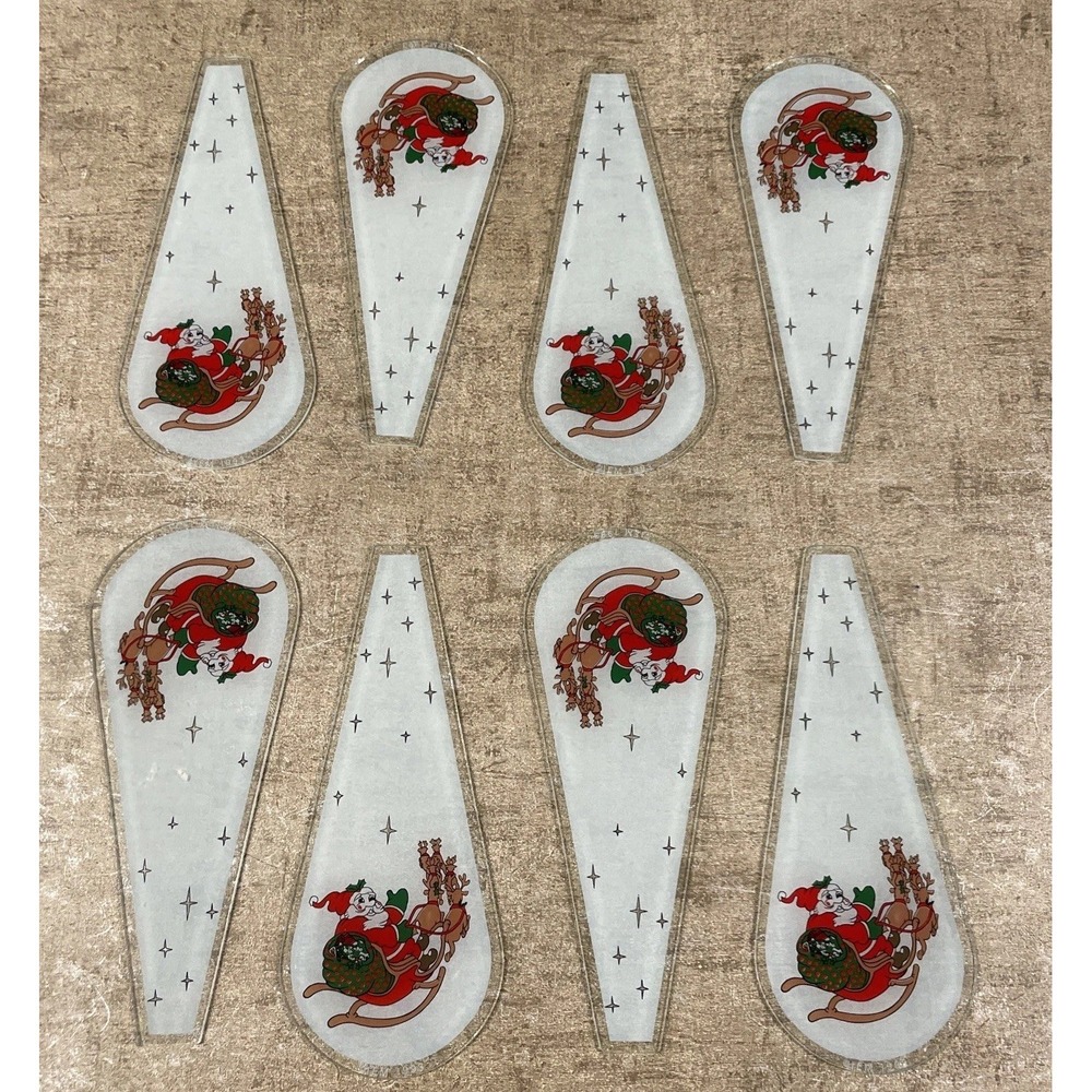 Vintage Set Of 8 IEM Holiday‎ Decor Santa Claus Touch Lamp Panels 1993